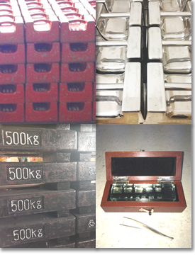 さまざまな分銅の校正